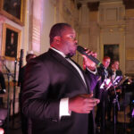 Live swing band Down for the Count performing at a wedding reception at One Great George Street, London
