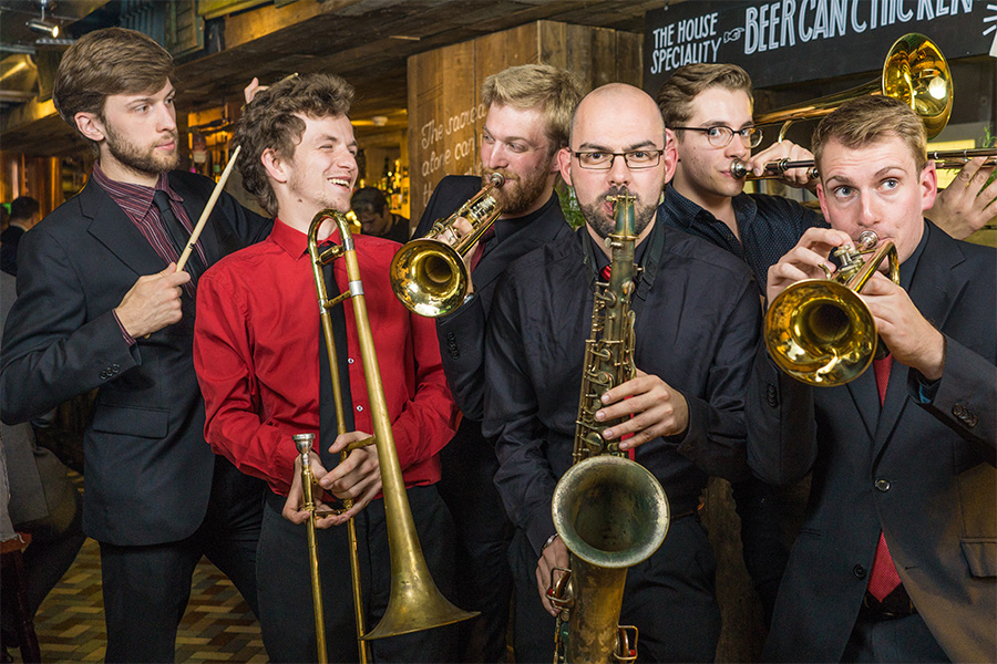 Get Brassy - acoustic walkabout New Orleans brass band performing soul, pop and disco
